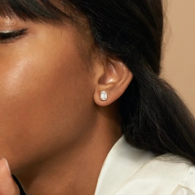 Minimalist Gold Plated 925 Silver Diamond Stud Earring 925 Shiny Silver Heart Stud Earrings