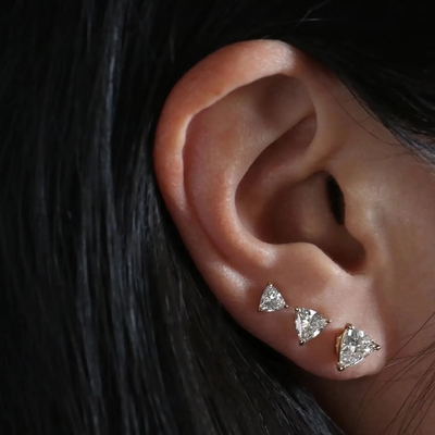 Minimalist Gold Plated 925 Silver Diamond Stud Earring 925 Shiny Silver Heart Stud Earrings