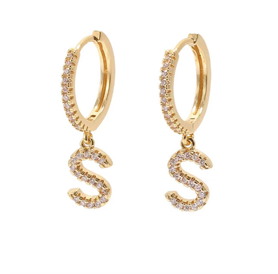 Fashion Studs Sterling Silver Initial Earrings Customize Jewelry 18K Gold Plated Fashion Letter Earring