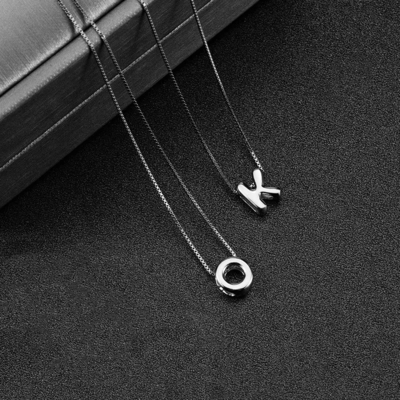 Fashion Minimalist Jewelry 925 Sterling Silver Simple Necklace 26 Alphabet Letter Necklaces For Women