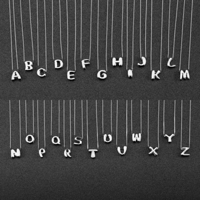 Fashion Minimalist Jewelry 925 Sterling Silver Simple Necklace 26 Alphabet Letter Necklaces For Women