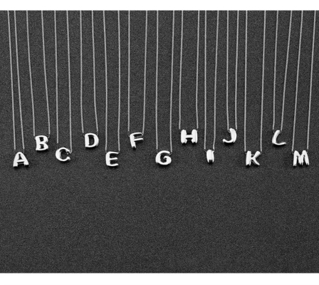 Fashion Minimalist Jewelry 925 Sterling Silver Simple Necklace 26 Alphabet Letter Necklaces For Women
