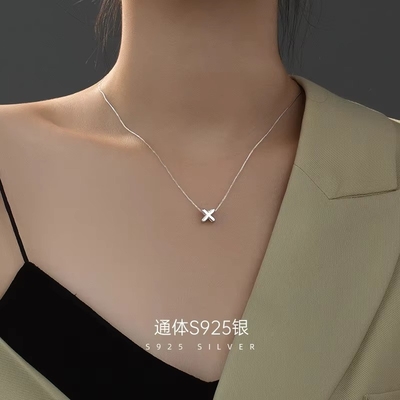 Fashion Minimalist Jewelry 925 Sterling Silver Simple Necklace 26 Alphabet Letter Necklaces For Women