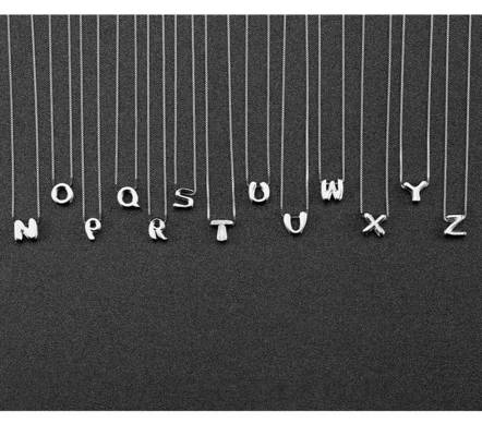 Fashion Minimalist Jewelry 925 Sterling Silver Simple Necklace 26 Alphabet Letter Necklaces For Women