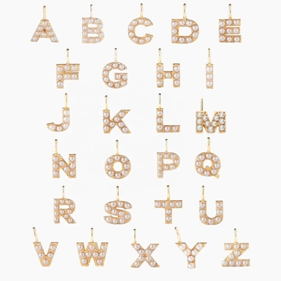 925 Sterling Silver Alphabet Earrings Studs Trendy Jewelry Pearl Gold Alphabet Initial Letter Charm Pendant