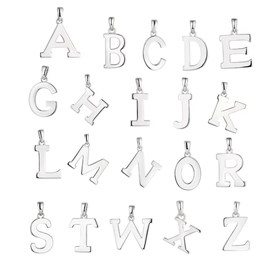 925 Sterling Silver Alphabet Letter Necklace Pendant Personalized Initial Charms Jewelry