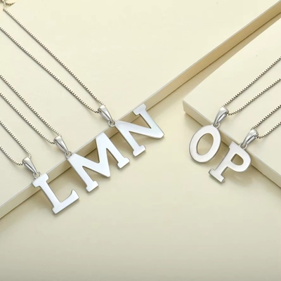 925 Sterling Silver Alphabet Letter Necklace Pendant Personalized Initial Charms Jewelry