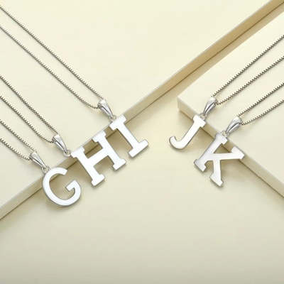 925 Sterling Silver Alphabet Letter Necklace Pendant Personalized Initial Charms Jewelry