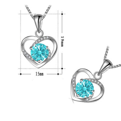 5A CZ Sterling Silver Heart Pendant Necklace