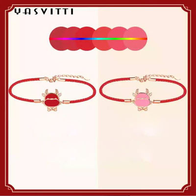 19.5cm 2.9 Gram Sterling Silver Jewelry Bracelets Heart CZ Red String Bracelet ODM