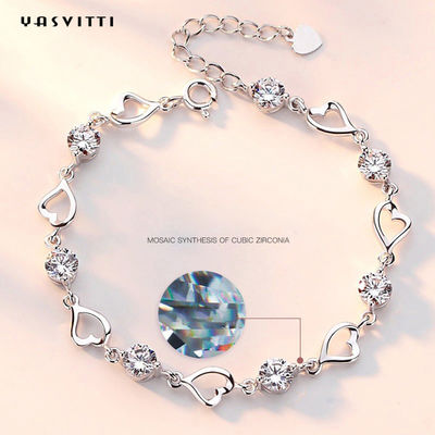 7.9in 4.6g Sterling Silver Jewelry Bracelets Sterling Silver Heart Bracelet ODM