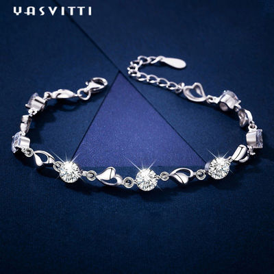 7.9in 4.6g Sterling Silver Jewelry Bracelets Sterling Silver Heart Bracelet ODM