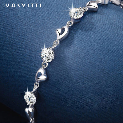 7.9in 4.6g Sterling Silver Jewelry Bracelets Sterling Silver Heart Bracelet ODM
