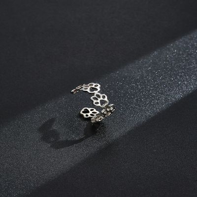 Pet Paw S925 Sterling Silver Opening Ring Fashion Men And Women Rings