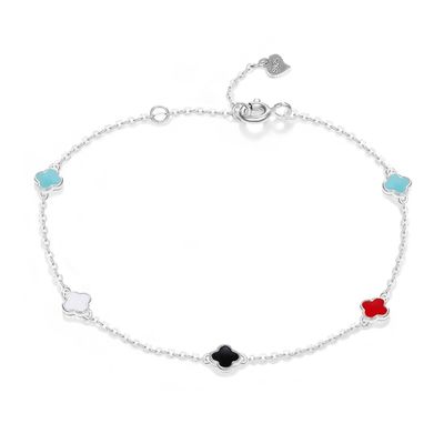 18cm 1.1g Four Leaf Bracelet Mermaid Tail Cubic Zirconia Bracelet SGS