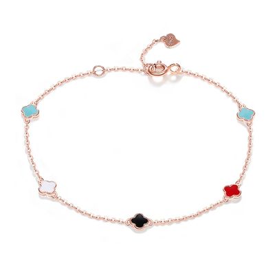 18cm 1.1g Four Leaf Bracelet Mermaid Tail Cubic Zirconia Bracelet SGS