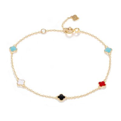 18cm 1.1g Four Leaf Bracelet Mermaid Tail Cubic Zirconia Bracelet SGS