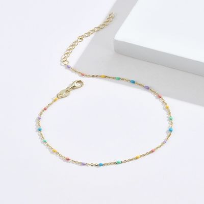 21.2cm 0.8 Gram Sterling Silver Rainbow Bracelet Unisex Cubic Zirconia Bracelet S925