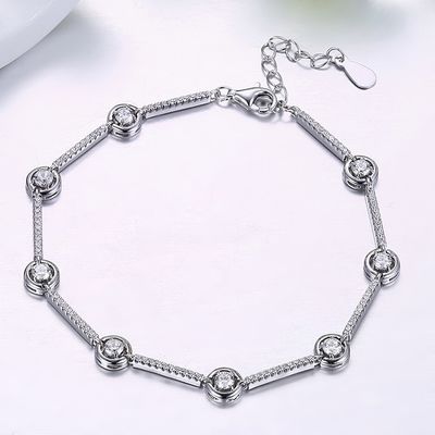 8.07in 5.4g Sterling Silver Jewelry Bracelets S925 5A Adjustable Bangle Bracelet