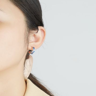 0.07oz 1.4x1.2cm Sterling Silver Jewelry Earrings Blue Trendy Moon Star Earring