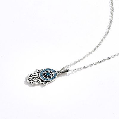 14.5x11mm 220mg Sterling Silver Jewelry Necklaces Turkish 48cm Hand Pendant Necklace