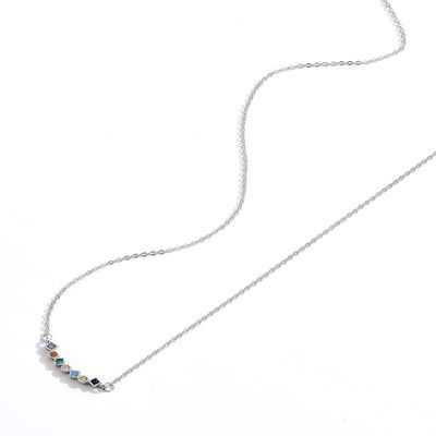 45.5cm 0.07oz Sterling Silver Necklace Chains 5A Cubic Zirconia Mens Necklace