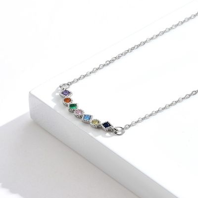 45.5cm 0.07oz Sterling Silver Necklace Chains 5A Cubic Zirconia Mens Necklace