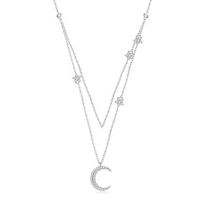 18in 2.9g Sterling Silver Necklace Chains AAAAA CZ Double Chain Necklace ODM
