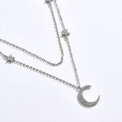 18in 2.9g Sterling Silver Necklace Chains AAAAA CZ Double Chain Necklace ODM