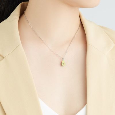 1.1x0.8cm 5A 17.7'' Pear Shaped Pendant Sterling Silver Jewelry Necklaces 2.9g