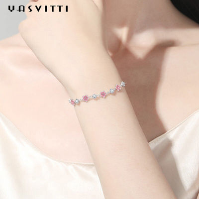 0.16oz 0.19m Sterling Silver Jewelry Bracelets S925 Zircon Cherry Blossom Bracelet