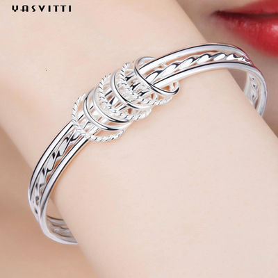 Circle 5.8cm 23g Silver Crystal Bracelet Rhodium Boho Crystal Bangle Bracelet SGS