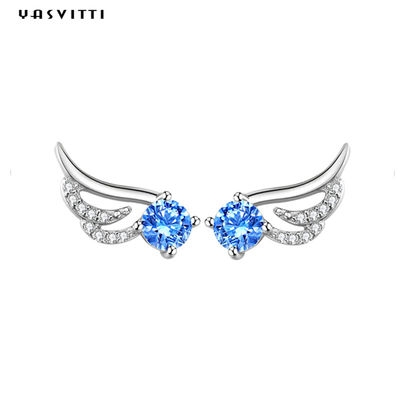 Simple Angel Wings  Blue Butterfly Cute Minimalist Trend Jewelry Stud Earrings