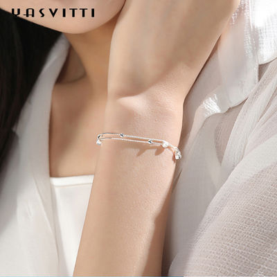 20.5cm 3gram Sterling Silver Jewelry Bracelets Silver Ball Slider Bracelet ODM