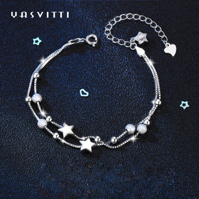 20.5cm 3gram Sterling Silver Jewelry Bracelets Silver Ball Slider Bracelet ODM