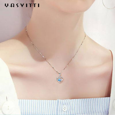 210mm 0.15oz 14k Gold Gemstone Crystal Necklace Festival Silver Heart Pendant ODM