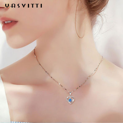 210mm 0.15oz 14k Gold Gemstone Crystal Necklace Festival Silver Heart Pendant ODM