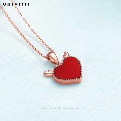 3gram 15.7in Sterling Silver Heart Pendant Necklace Trendy Deer Antler Heart Necklace