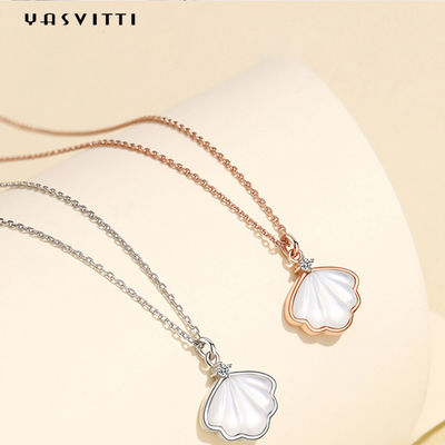 Pearl Shell Natural Clavicle Chain Necklace 925 Sterling Silver Necklace​