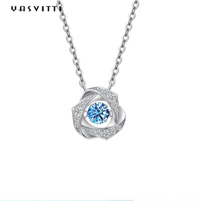 2g Fiancée 18k Sterling Silver Pendant Necklace Cubic Zirconia Necklace 1.64ft