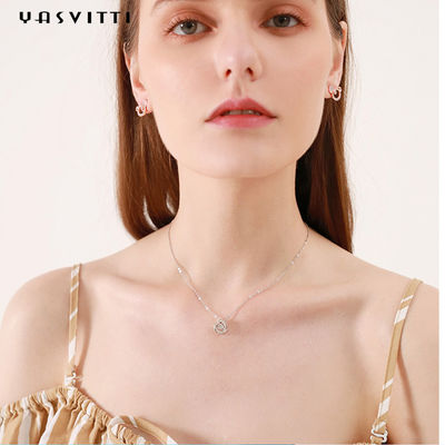 2g Fiancée 18k Sterling Silver Pendant Necklace Cubic Zirconia Necklace 1.64ft