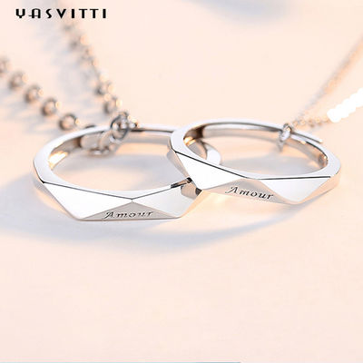 2mm 33ft Love Ring Necklace 0.14oz Stainless Steel Solid Silver Necklace