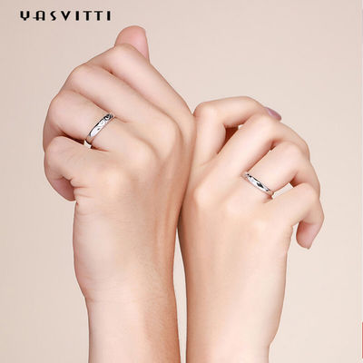 925 Silver Gold-Plated Couple Rings Engagement Wedding Anniversary Silver Rings