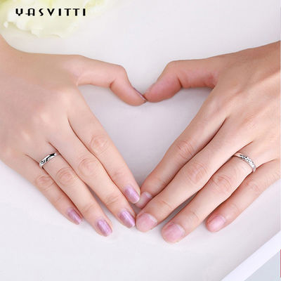 925 Silver Gold-Plated Couple Rings Engagement Wedding Anniversary Silver Rings