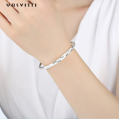 9.84in 0.16oz Sterling Silver Jewelry Bracelets Push Pull Womens Adjustable Bracelet