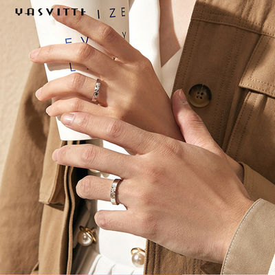 0.35cm 1.2g Moon And Star Ring 18k Gold Plated Couple Silver Rings