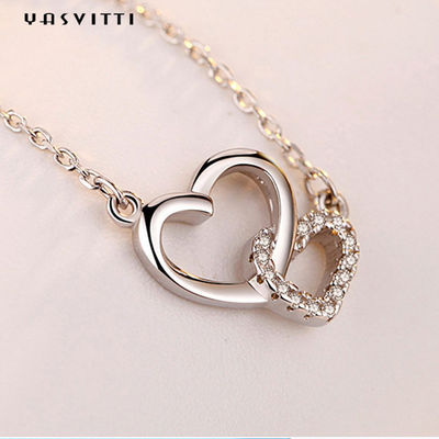 2.17g 18in White Gold Heart Pendant ODM Valentine Silver Heart Pendant Necklace