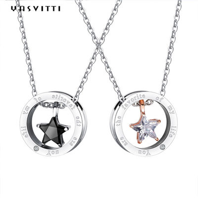 6.3in 316L SS Sterling Silver Jewelry Necklaces 1.3g Star Diamond Necklace