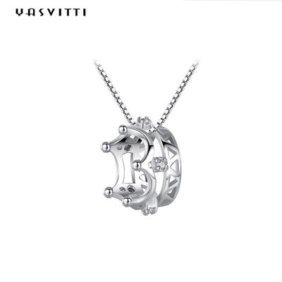 6.3in 3 Gram Sterling Silver Jewelry Necklaces 5A Cubic Zircon Crown Pendant Necklace