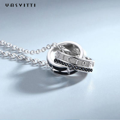 Horsewhip Stainless Steel Jewelry 0.1oz 2.6ft Double Ring Pendant Necklace 316L